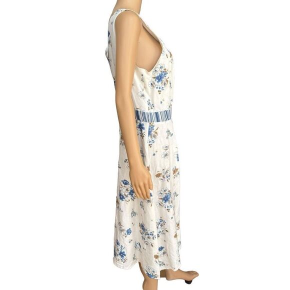 Jonathan Martin Studio Off Floral Sleeveless Wrap Dress ramie blend size 16 - Picture 2 of 6